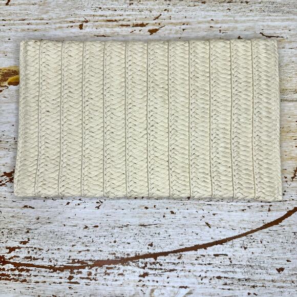 Neiman Marcus Embroidered Bonjour Straw Clutch NWOT - Picture 3 of 10